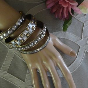 Gold and Silver Studded Bangle Bracelets